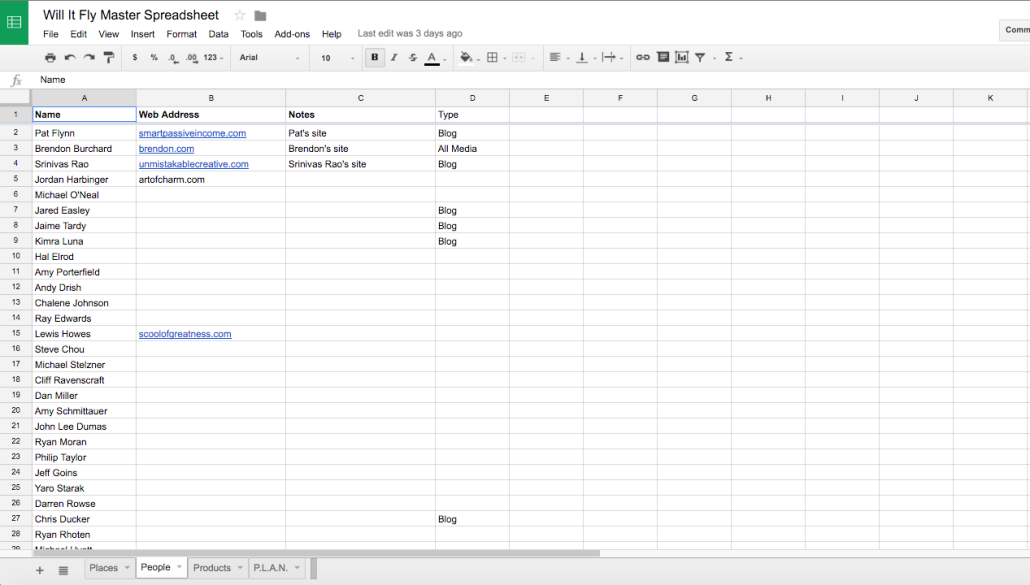 JC's Will It Fly Master Spreadsheet